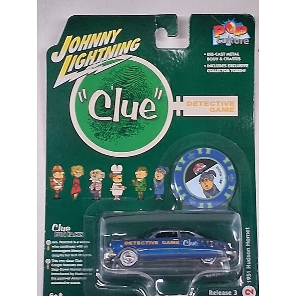Johnny Lightning Pop Culture Clue 1/64 Car w/ Token 4 Ford, Chevy, Hudson Toyota - Picture 7 of 11